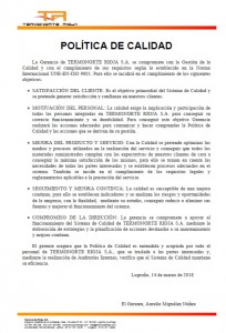 ISO CALIDAD 2018 TERMONORTE RIOJA